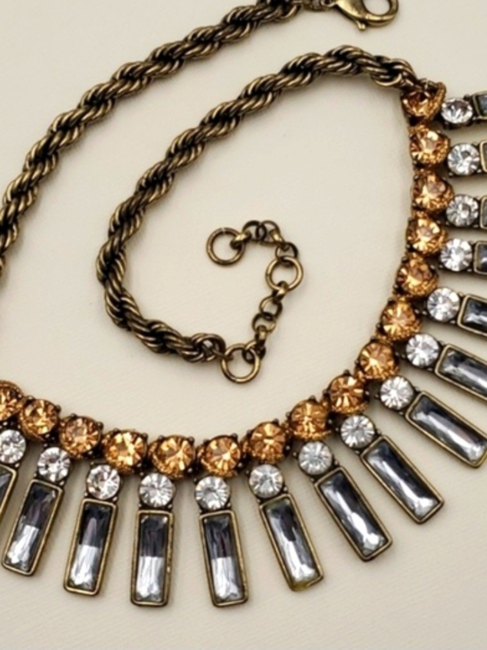 Banana Republic Gold-Tone Necklace with Amber and Clear Stones